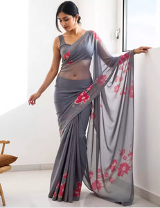 Dark Gray Color Saree for Women – Lightweight & Graceful