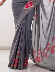 Dark Gray Color Saree for Women – Lightweight & Graceful