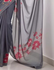 Dark Gray Color Saree for Women – Lightweight & Graceful